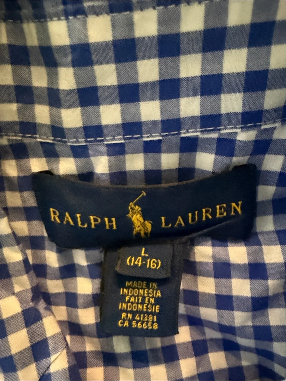 Ralph Lauren Blue & White Gingham Button-Down Shirt
